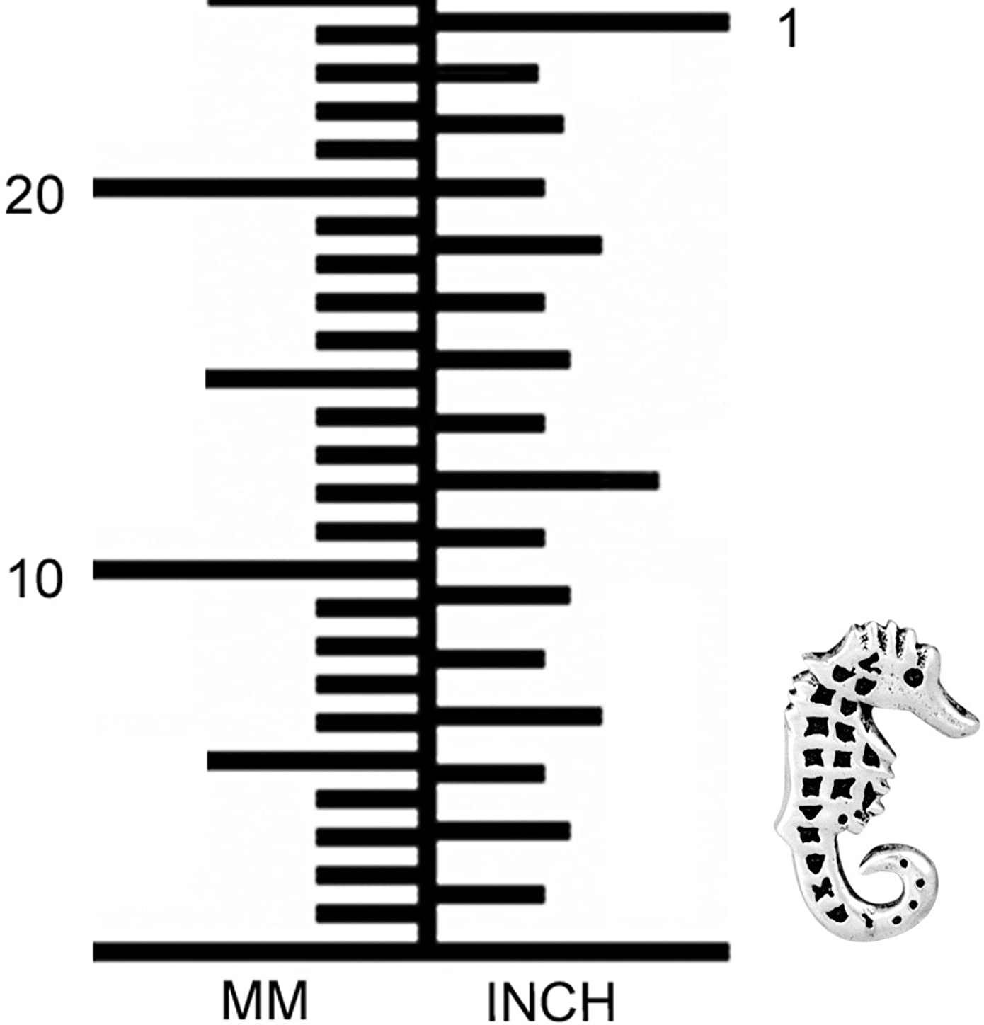 Forbidden Body Jewelry .925 Sterling Silver Seahorse Cartilage Stud Earring for Right Ear (Sold Individually)