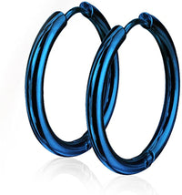 Pair of 10 or 12mm Surgical Steel Hinged Seamless Hoop Earrings