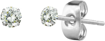 Pair of Sterling Silver Classic Round CZ Simulated Diamond Stud Earrings