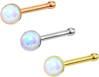 Forbidden Body Jewelry 20g 6mm Surgical Steel, Gold IP Plated & Rose Gold IP Plated Synthetic Opal Top Nose Stud