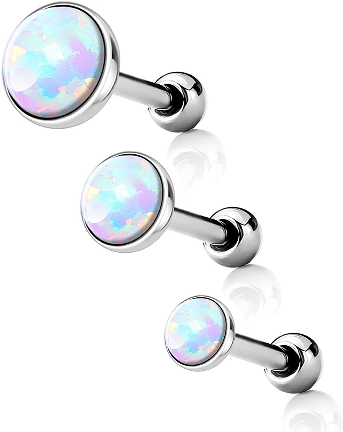 Forbidden Body Jewelry 16g Surgical Steel Synthetic Opal Cartilage Stud Earring