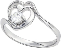 Kinzie Fashion Promise Ring for Her: .925 Sterling Silver .25 cttw CZ Simulated Diamond Double Heart Promise Ring