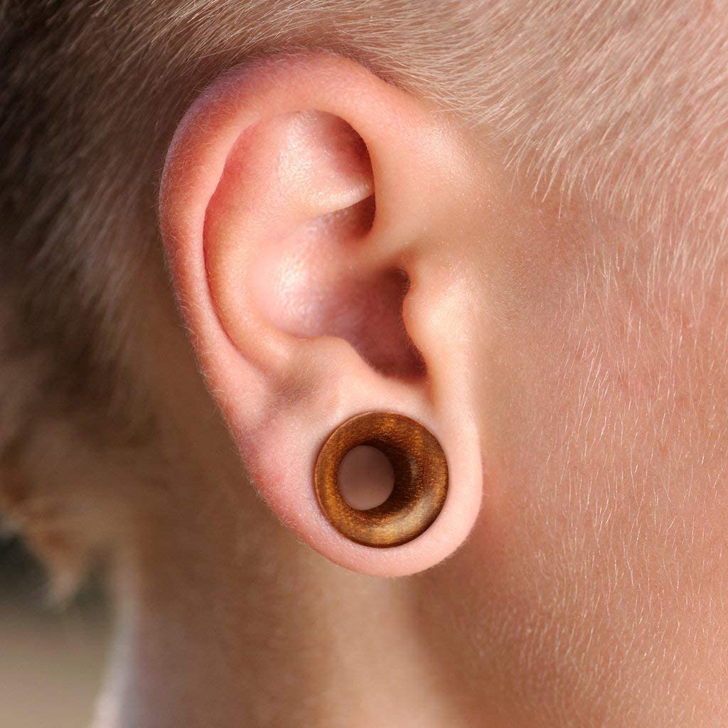 Forbidden Body Jewelry 5-25mm Organic Saba Wood Double Flared Saddle Fit Tunnel Plug Earrings (Pairs)