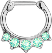 Forbidden Body Jewelry 16g Surgical Steel Synthetic Clear Opal Hanger Septum Clicker Hoop