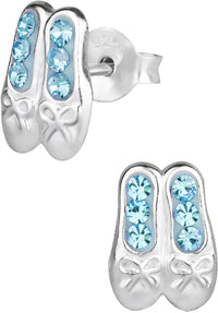 Hypoallergenic Sterling Silver Ballet Dancer Earrings for Kids (Hoop Slippers)