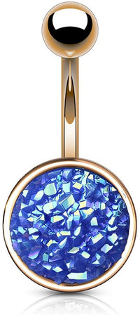 Forbidden Body Jewelry 14g Surgical Steel Synthetic Druzy Stone Round Belly Button Ring