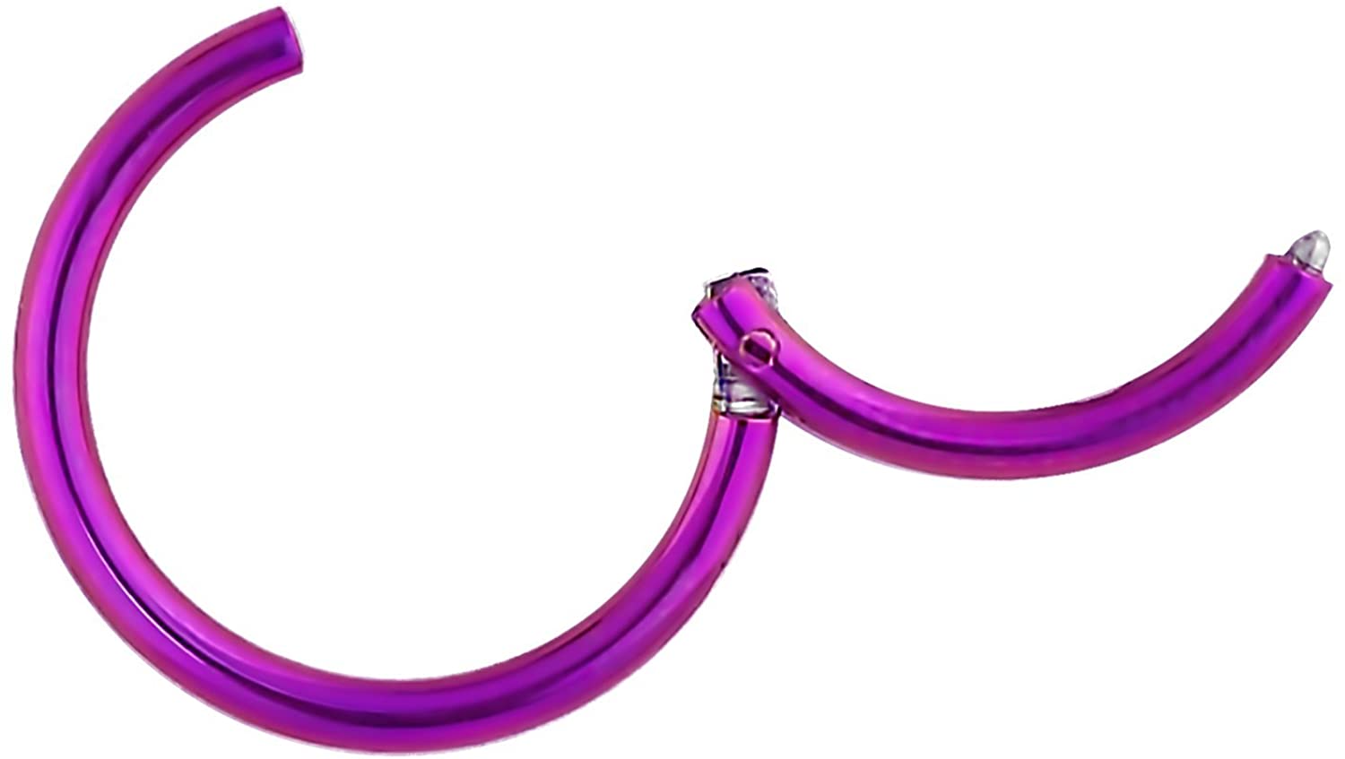 Forbidden Body Jewelry 16G 8-10mm Surgical Steel Hinged Easy Use Seamless Hoop Body Piercing Ring (Purple/Blue/Green)