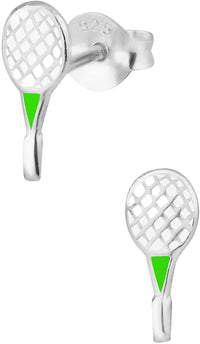 Hypoallergenic Sterling Silver Tennis Racquet Sports Stud Earrings for Kids (Nickel Free)