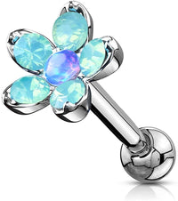 Forbidden Body Jewelry 16g Opalite Flower Tragus/Helix/Cartilage Stud Earring