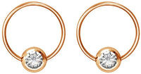 Pair 14g-20g Gold & Rose Gold Tone Surgical Steel CZ Gemmed Captive Bead Body Piercing Hoops (2pcs)