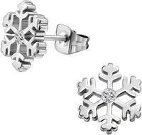 Surgical Steel Cubic Zirconia Snowflake Earrings