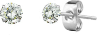 Pair of Sterling Silver Classic Round CZ Simulated Diamond Stud Earrings