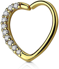 Forbidden Body Jewelry 16g CZ Lined Heart Hoop Cartilage Piercing Earring (Right Ear Only)