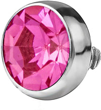 Forbidden Body Jewelry 14g 316L Internally Threaded Ultra Thin Flat Disc Pink 4.4 mm Gem Top for Dermal Piercing