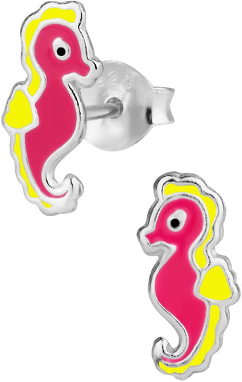 Hypoallergenic Sterling Silver Seahorse Stud Earrings for Kids (Nickel Free)