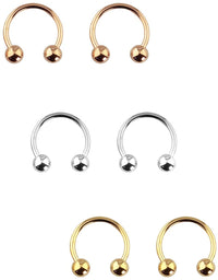 Forbidden Body Jewelry 6pc Value Pack 14G-16G Surgical Steel Horseshoe/CBR Ring for Septum, Cartilage & More