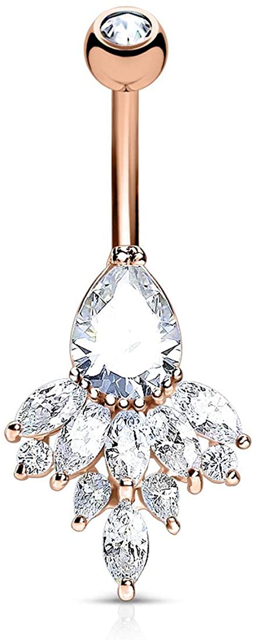 Forbidden Body Jewelry Surgical Steel Ultra Glam Sexy Dangle Chandelier Belly Ring (Choose Style)