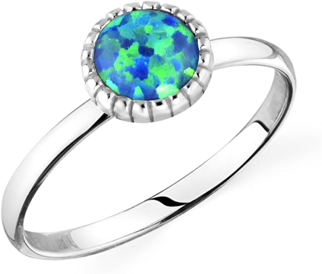 Forbidden Body Jewelry .925 Sterling Silver Synthetic Opal Knuckle Ring (Size 3.5)