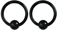 Pair 10g-20g Black/Rainbow Surgical Steel Captive Bead Body Piercing Hoops (Select Color/Gauge/Diameter)