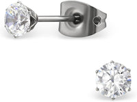 Hypoallergenic Titanium Cubic Zirconia Stud Earrings, Nickel Free