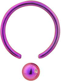 Forbidden Body Jewelry 14g 1/2 Inch Surgical Steel Purple IP Plated Captive Bead CBR Hoop Ring