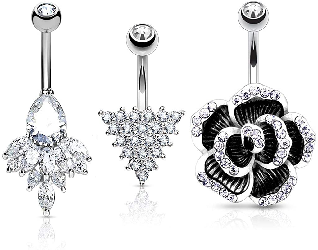 Forbidden Body Jewelry Super Glam Belly Ring Variety Value Pack (Choose Style/Color)