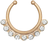 Forbidden Body Jewelry Non-Piercing Septum Jewelry: Multi Gem CZ Clip On Fake Septum Ring Hanger (No Piercing Required)