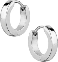 Stainless Steel Small 3/8 Inch Huggie Hoop Earrings for Men