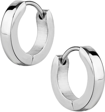 Stainless Steel Small 3/8 Inch Huggie Hoop Earrings for Men