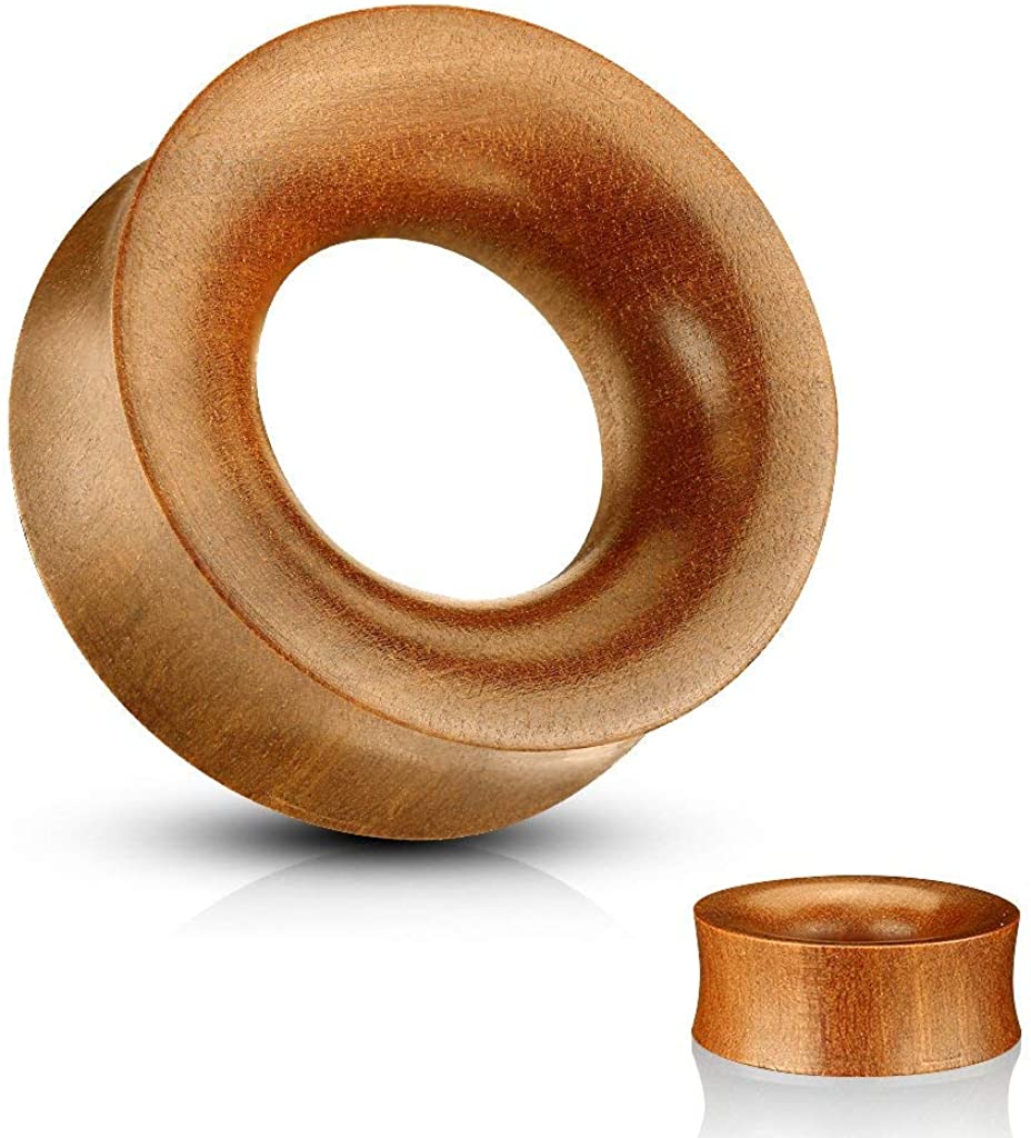 Forbidden Body Jewelry 5-25mm Organic Saba Wood Double Flared Saddle Fit Tunnel Plug Earrings (Pairs)