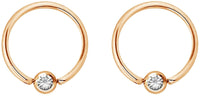 Pair 14g-20g Gold & Rose Gold Tone Surgical Steel CZ Gemmed Captive Bead Body Piercing Hoops (2pcs)