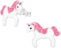 Hypoallergenic Sterling Silver 7/16" Unicorn Earrings for Kids (Nickel Free)