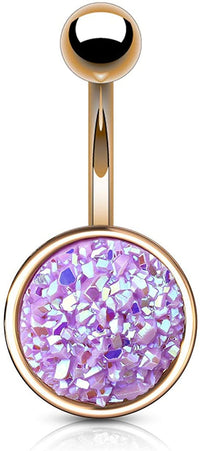 Forbidden Body Jewelry 14g Surgical Steel Synthetic Druzy Stone Round Belly Button Ring