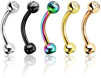 Forbidden Body Jewelry Value 5-Pk: 16g 8mm Surgical Steel Curved Barbells for Daith/Eyebrow/Rook and More