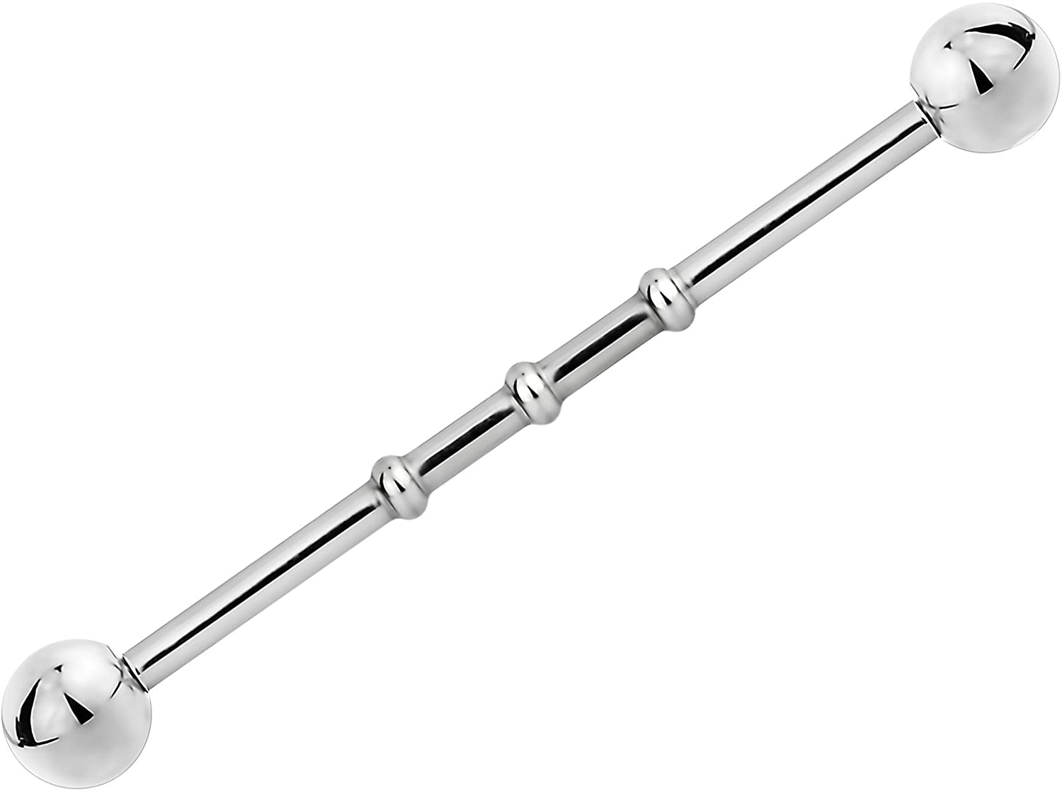 Forbidden Body Jewelry 14G Surgical Steel 32mm-38mm Notched Industrial Piercing Barbell