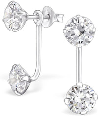 Sterling Silver CZ Simulated Diamond Earring Jacket Set, 7/16" Rise