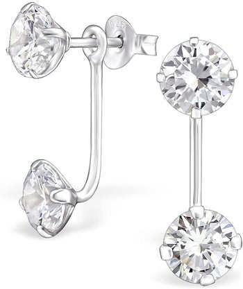 Sterling Silver CZ Simulated Diamond Earring Jacket Set, 7/16 Rise