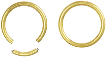 Forbidden Body Jewelry Pair of 2 Segment Rings: 14g 1/2 Surgical Steel Gold IP Plated Seamless Hoop Earrings