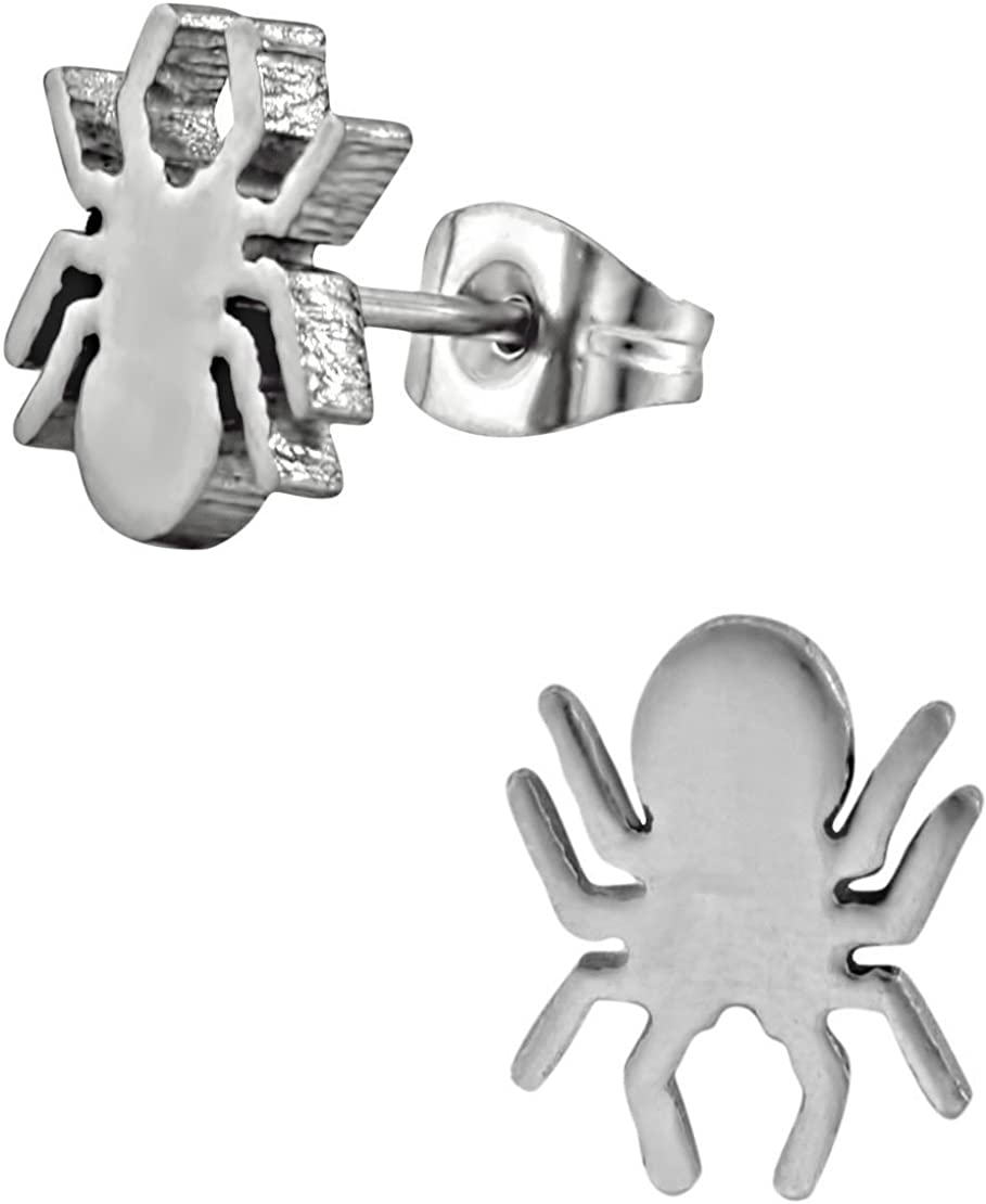 Stainless Steel Spider Stud Earrings for Kids