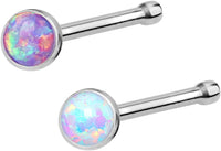 Forbidden Body Jewelry 20g 6mm Surgical Steel, Gold IP Plated & Rose Gold IP Plated Synthetic Opal Top Nose Stud