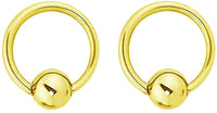 Forbidden Body Jewelry Pair 2g-20g Gold & Rose Gold Tone Surgical Steel Captive Bead Body Piercing Hoops (2pcs)