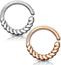 Forbidden Body Jewelry 16g Platinum & Gold Plated Half Braid Bendable Septum/Daith/Cartilage Hoop