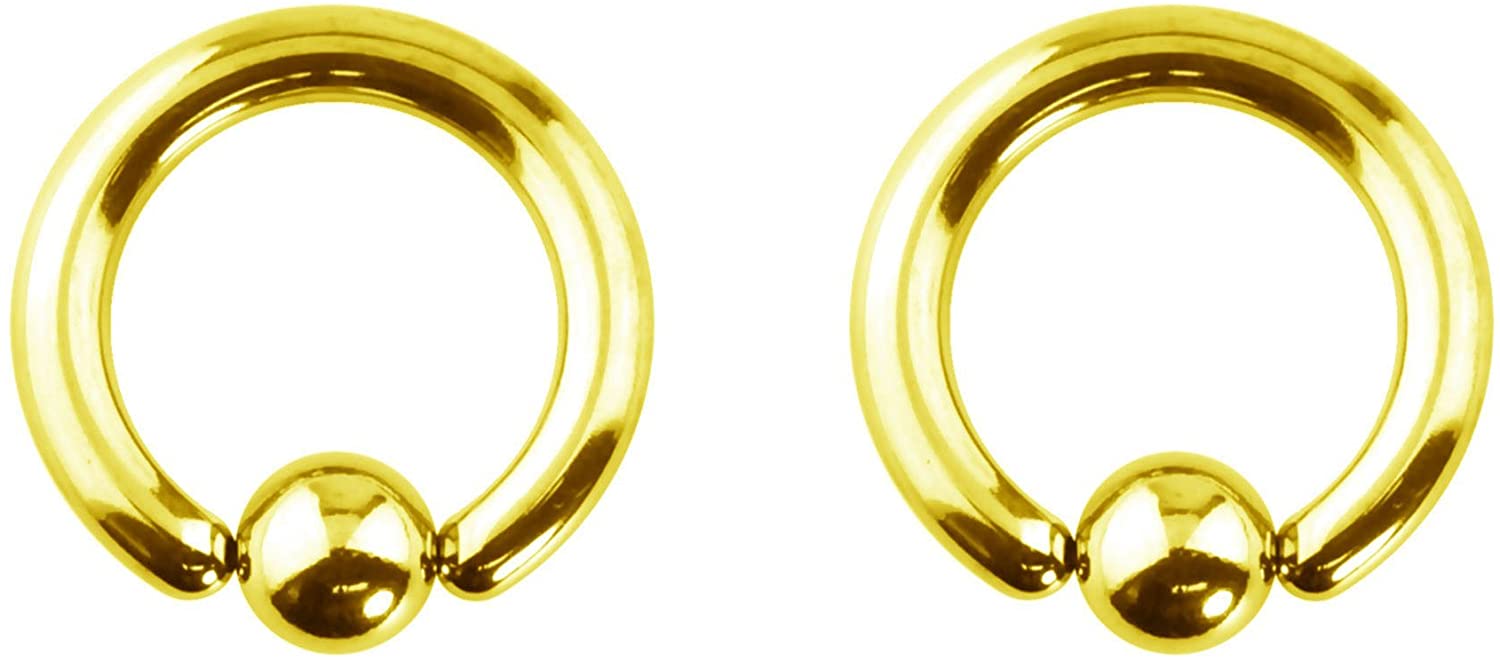 Forbidden Body Jewelry Pair 2g-20g Gold & Rose Gold Tone Surgical Steel Captive Bead Body Piercing Hoops (2pcs)