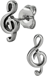 Stainless Steel Music Note Stud Earrings for Kids