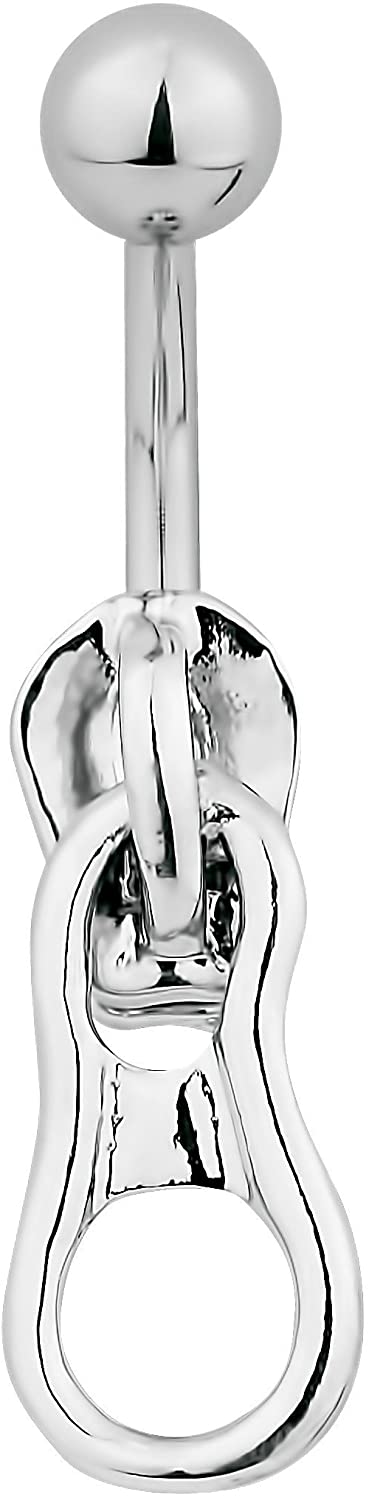 Forbidden Body Jewelry Surgical Steel Zipper Belly Button Ring