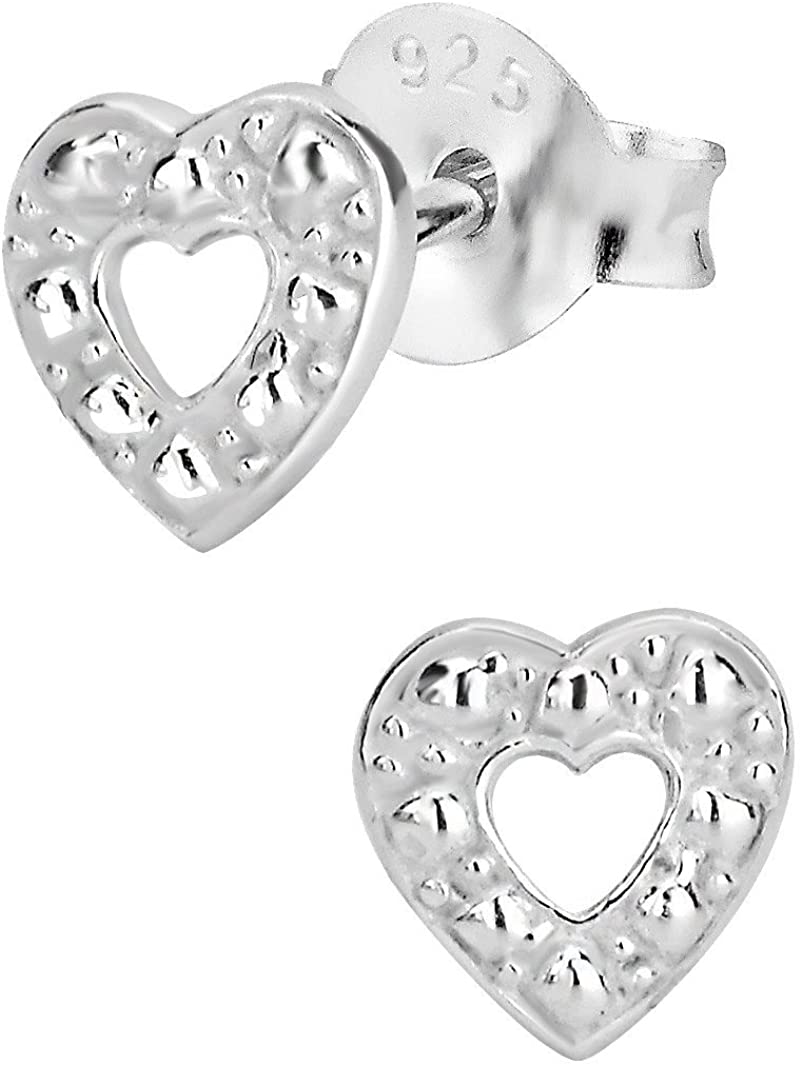 Hypoallergenic Sterling Silver Heart Stud Earrings for Kids (Nickel Free)