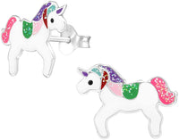 Hypoallergenic Sterling Silver 7/16" Unicorn Earrings for Kids (Nickel Free)