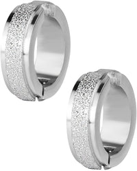 Stainless Steel Polished Iced Out Clip On Huggie Hoop Earrings