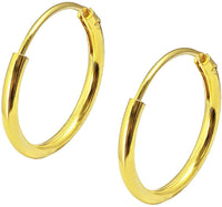 18k Yellow Gold Plated Sterling Silver 1/2" Hoop Earrings for Kids