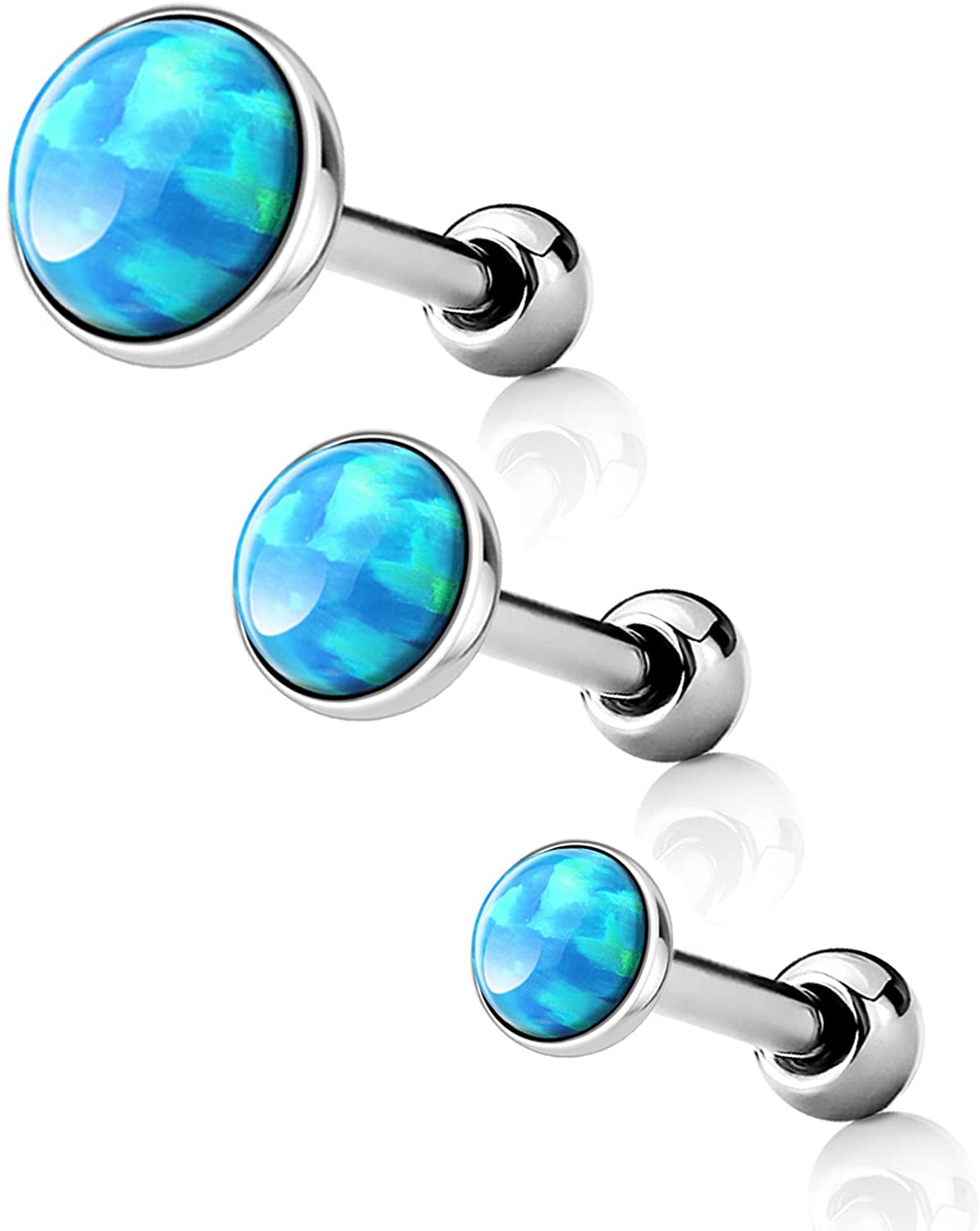 Forbidden Body Jewelry 16g Surgical Steel Synthetic Opal Cartilage Stud Earring